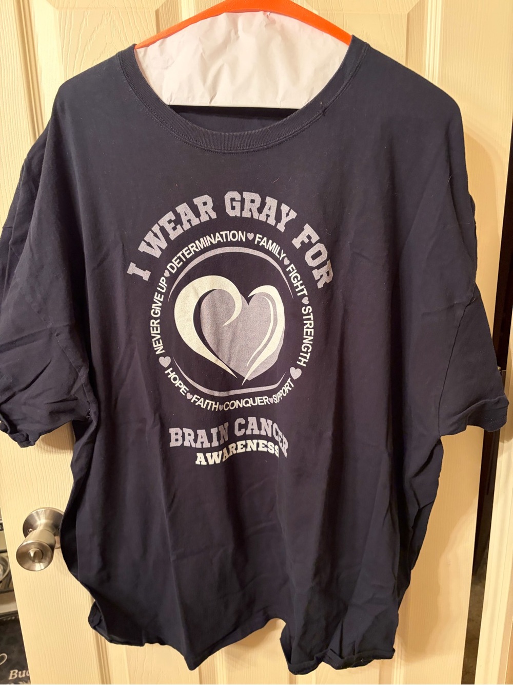 I Wear Gray for Brain Cancer Short Sleeve Tshirt. Black 4X